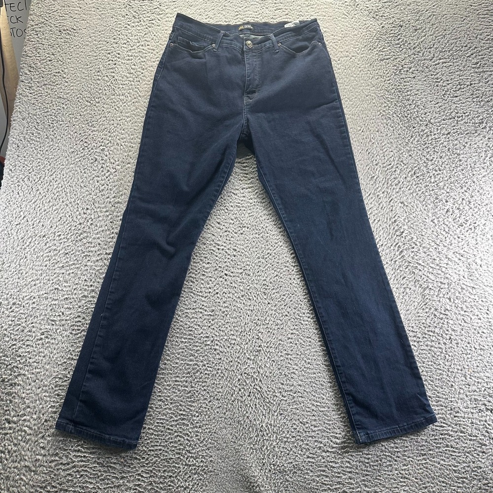 Lee Jeans Women's 12 Blue Cotton Denim Straight Leg Workwear Slim Fit Stretch